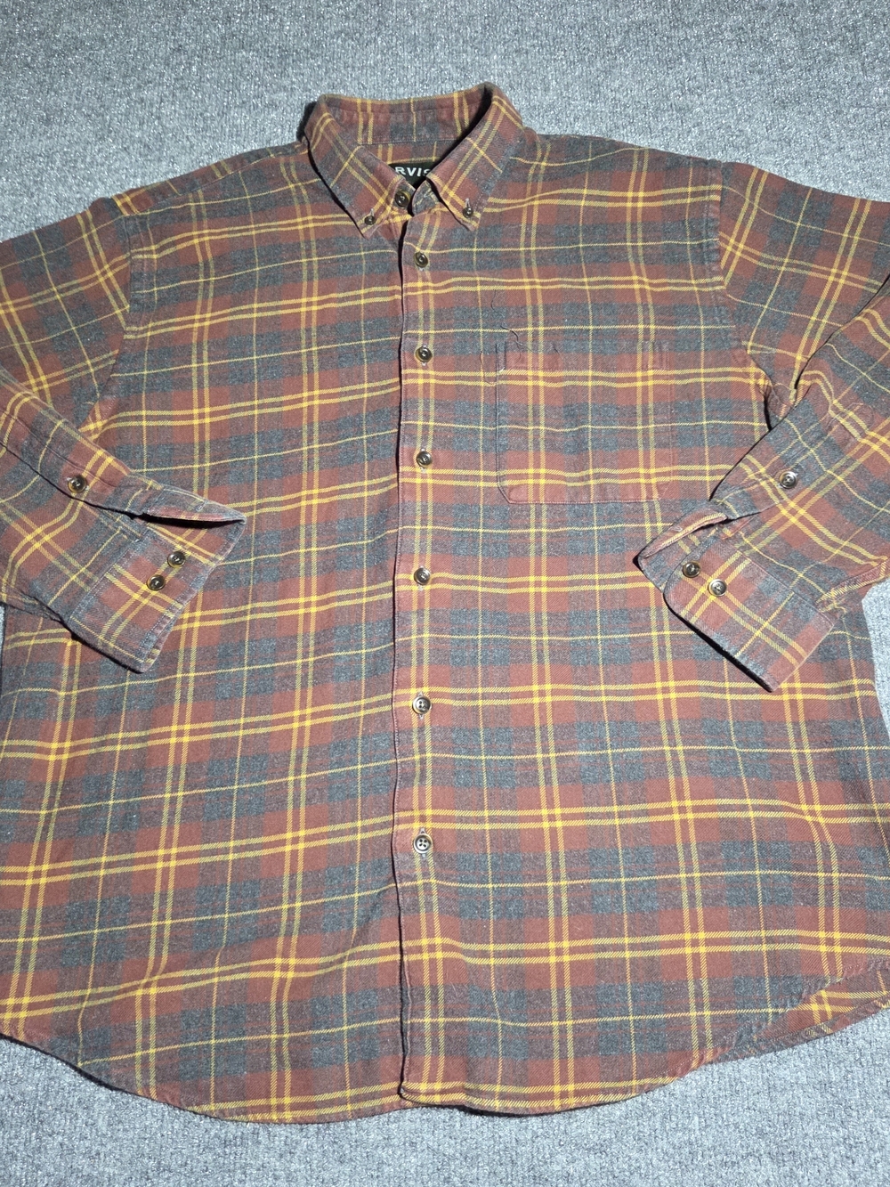 Orvis Heavyweight Flannel Shirt Mens XL Plaid Button Down Made in Portugal Red